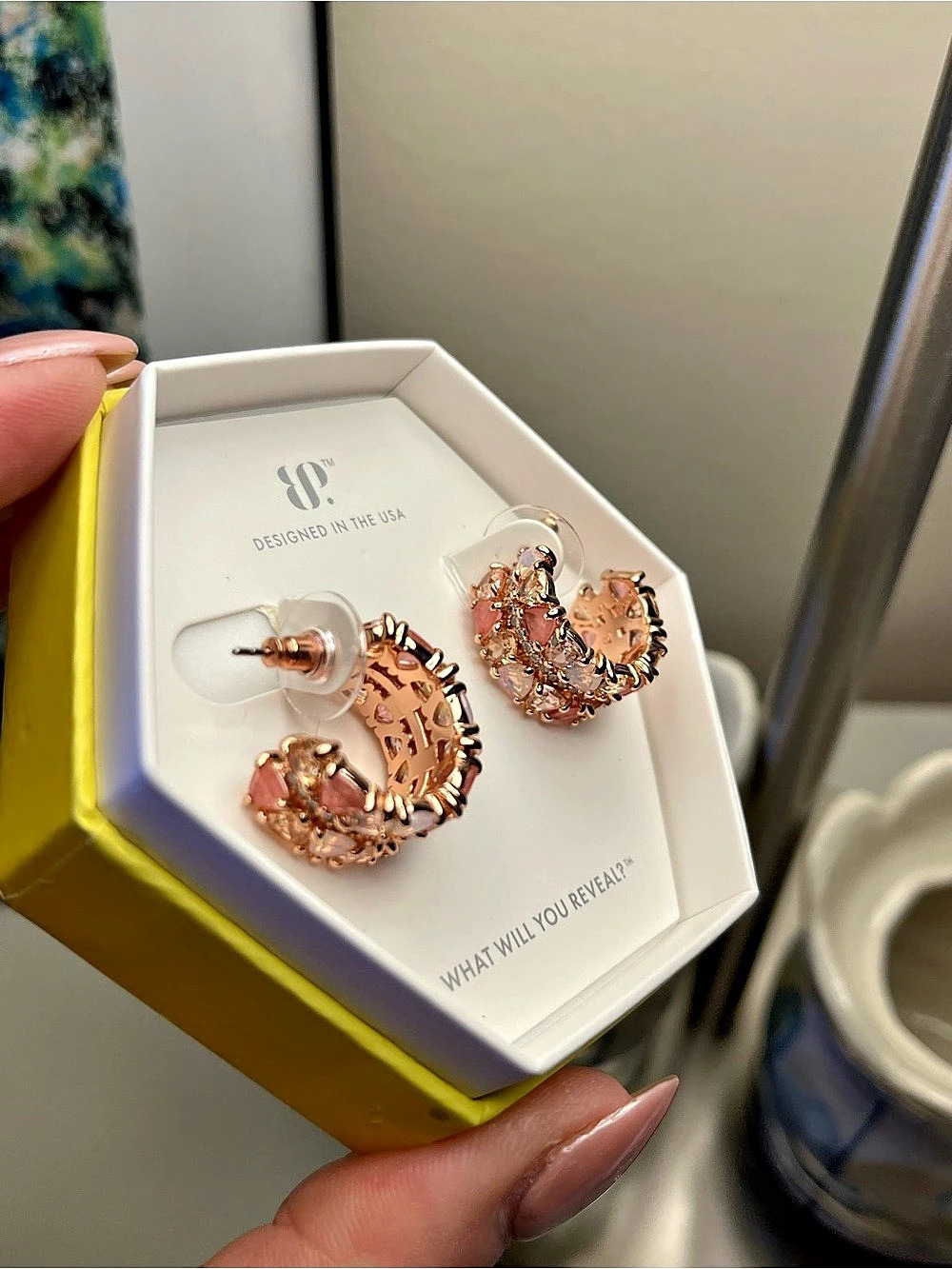 Bomb Party rare unicorn Pink Stone Hoop Earrings NWT